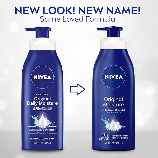 NIVEA ORIGINAL MOISTURE BODY LOTION WITH VITAMIN E, BODY LOTION FOR DRY SKIN, 16.9 FL OZ PUMP BOTTLE