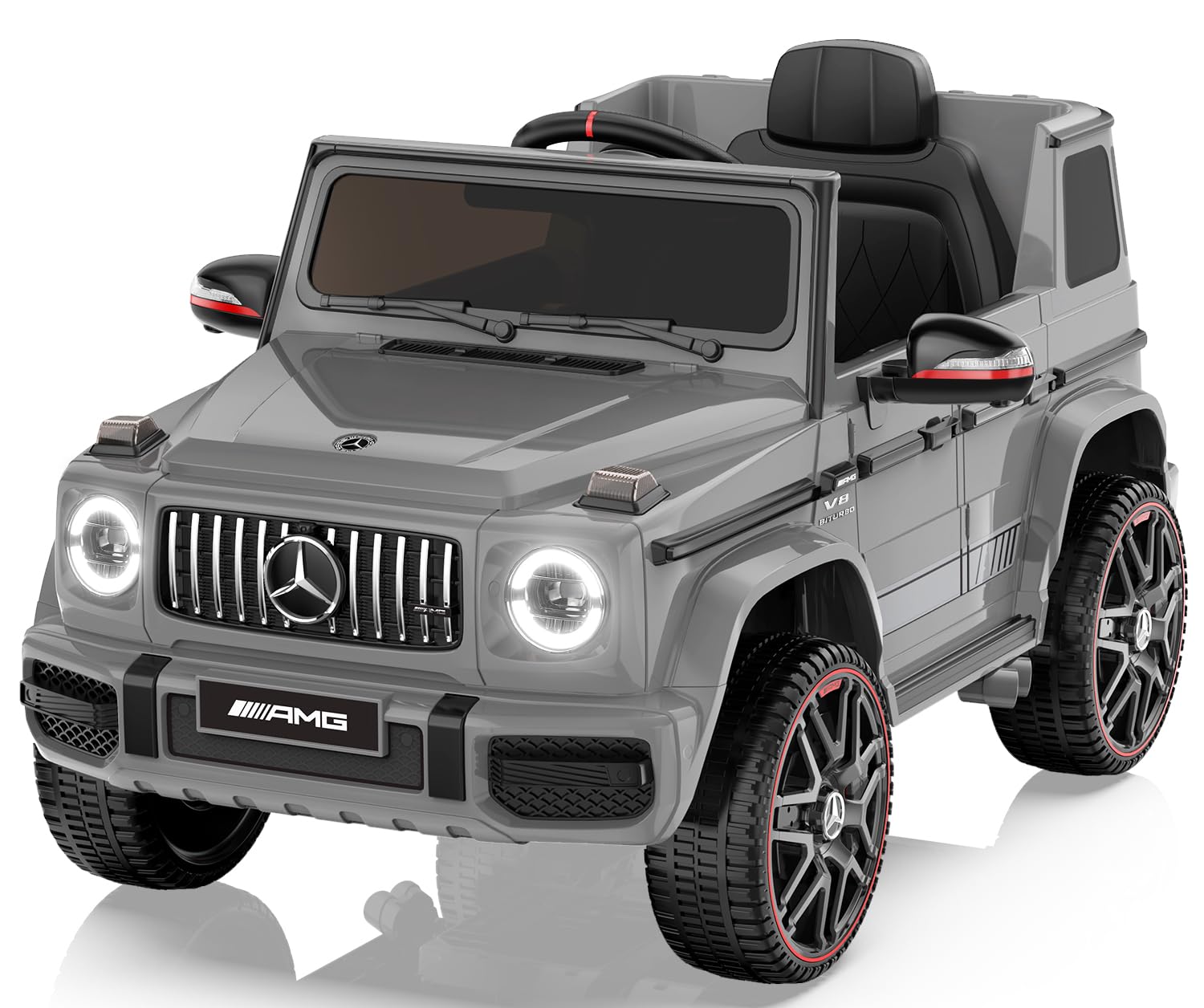 ANPABO Licensed Mercedes-Benz G63 Car for Kids, 12V Ride on Car w/Parent Remote Control, LED Headlights, Music Player & Horn, Soft Start, Low Battery Prompt, Kids Electric Car, Grey