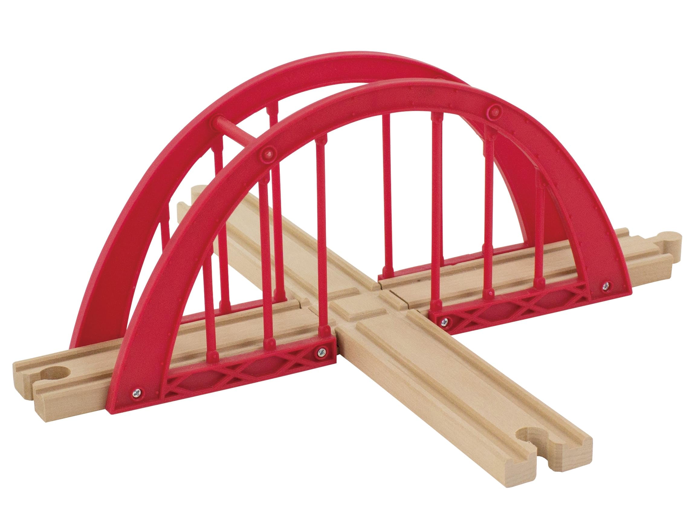 Inc. Red Intersection Bridge - Wooden Cross Track Compatible with Thomas & Friends, Brio Railway and More