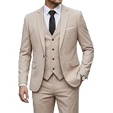 YND Men's Slim Fit 3 Piece Suit Set, One Button Plaid Jacket Vest Pants with Tie, Party Wedding Prom Business Dress Blazer
