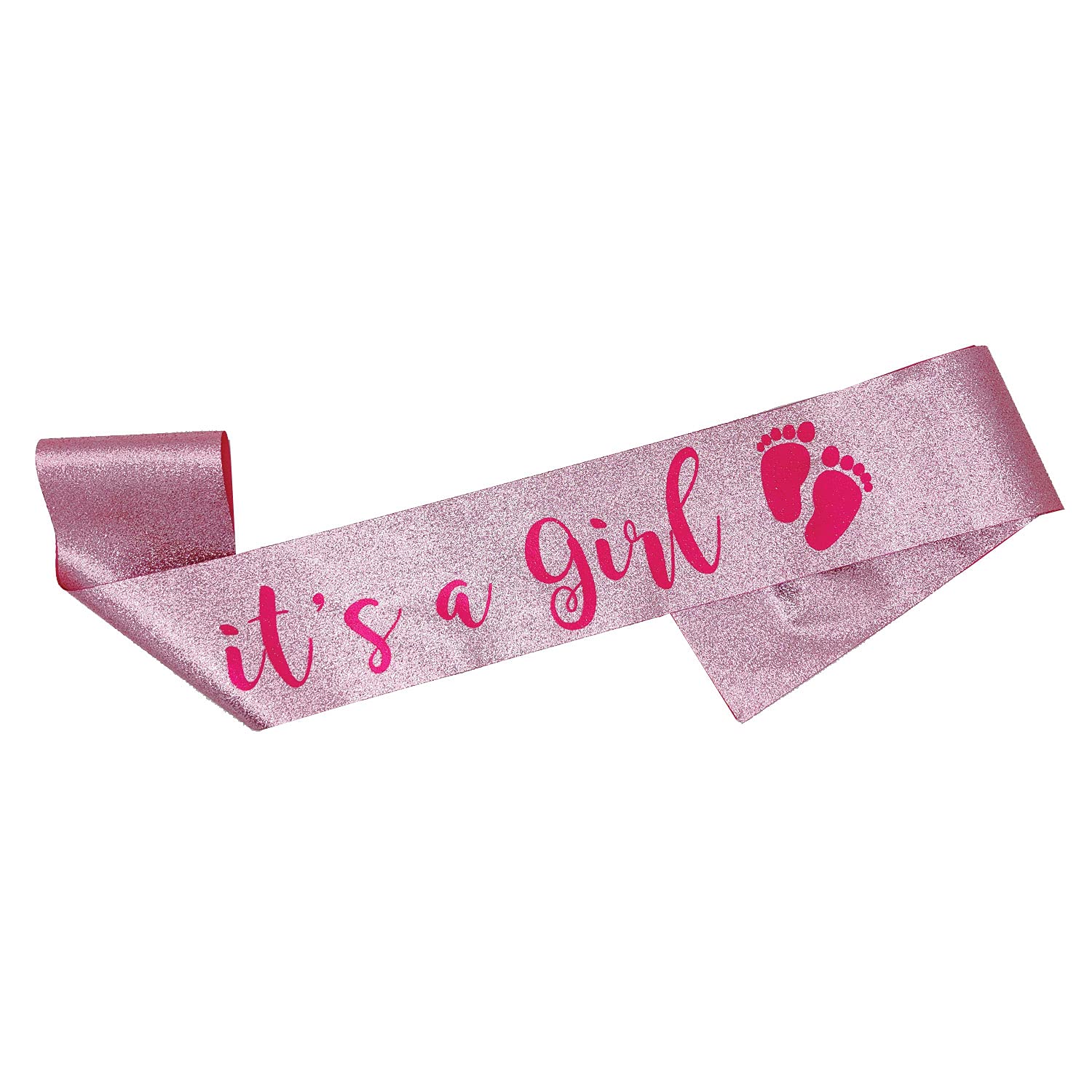ALVENDIA Sash for It's a Gril for a Mum to Be in Pink Glitter - Sash to wear for a Baby Shower - Perfect for Pictures (Girl Glitter Pink)