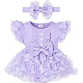 Aenbilo Baby Girl Clothes Summer Girls Clothes Short Sleeves Lace Cute Romper Bodysuit Outfits Headband 0-18 Months