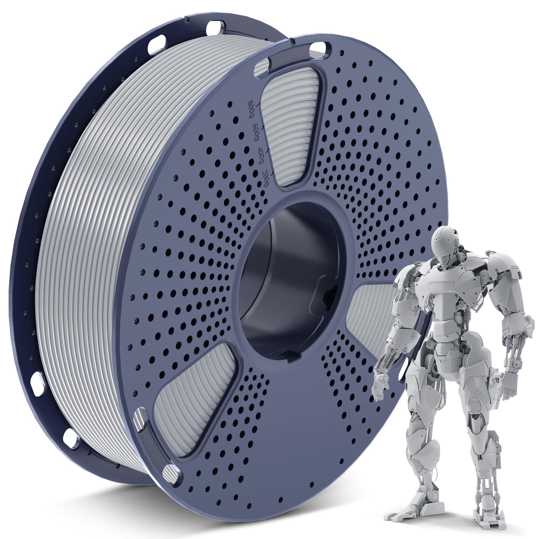 SUNLU PLA 3D Printer Filament, Neatly Wound PLA Filament 1.75mm, Dimensional Accuracy +/- 0.02mm, 1KG Spool 2.2lbs. (Silver)