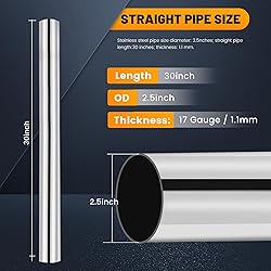 2.5 Inch Stainless Steel Exhaust Pipe 30 Inch