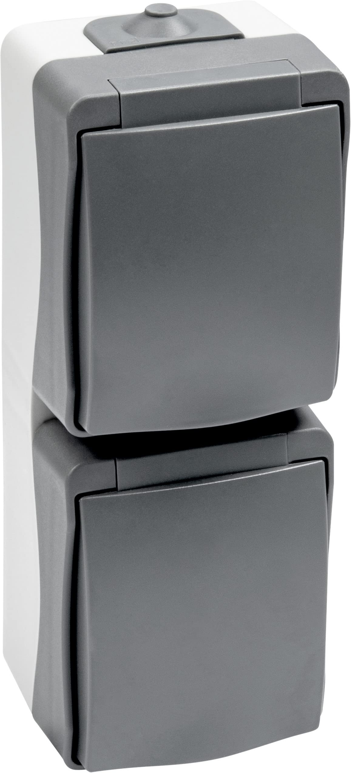 Meister Cave 7407030 Double Vertical Socket Surface-Mounted IP44 Splash Protection for Wet Rooms up to Cable Cross Section 2.5 mm² Grey