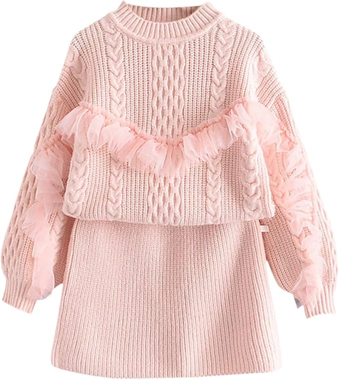 Amazon Co Jp Jikial キッズ服 女の子 ワンピース ストラップドレス カチューシャ セット ワンピース ドレス 赤ちゃん服 ミニドレス 長袖 ニット 上着 無地 スカート セットアップ 秋冬 上下セット ガールズ 子供服 お正月 年賀状 摄影 お姫様 イベント 衣装 服