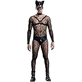 Sipumia Mens Cosplay Costume Tuxedo Sexy Lingerie Set Role Play Cat Men's Uniform Gay Bar Nightclub Outfit Black