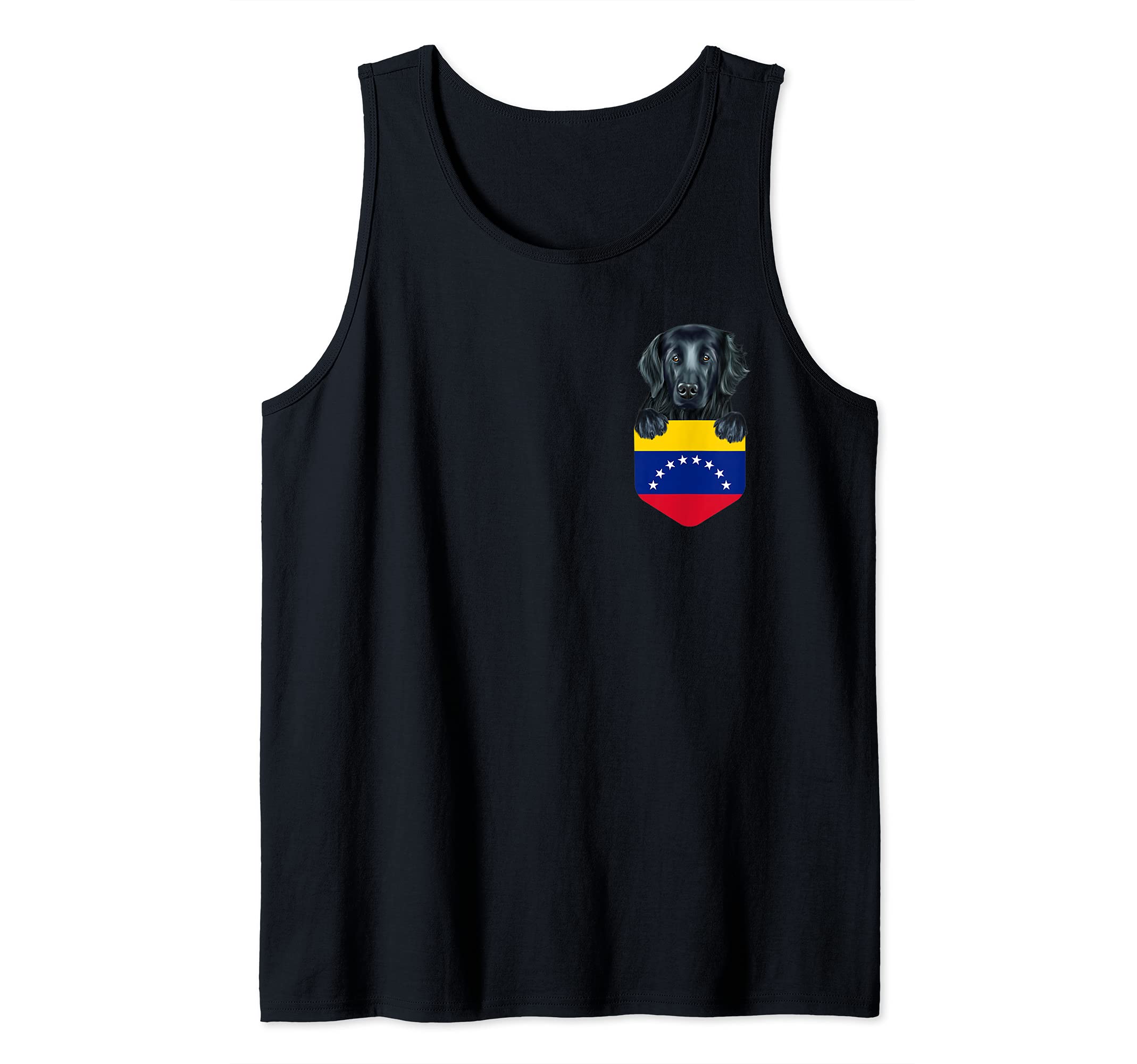 Venezuela Flag Flat-Coated Retriever Dog In Pocket Tank Top