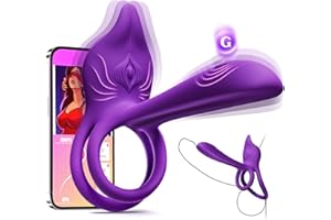 Vibrating Cock Ring Couples Sex Toys - MOOLIGIRL Dual Penis Ring Vibrator with Fox-Shaped Clitoral Stimulator & 4.6in G Spot 