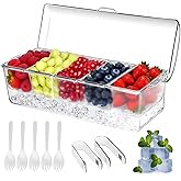 ALINGET Large Ice Chilled Condiment Caddy,Chilled Condiment Containers Server with Lids for 5 Removable Compartments ,Serving Platters, Fruit & Garnish Tray for Party Supplies & Bar Accessories