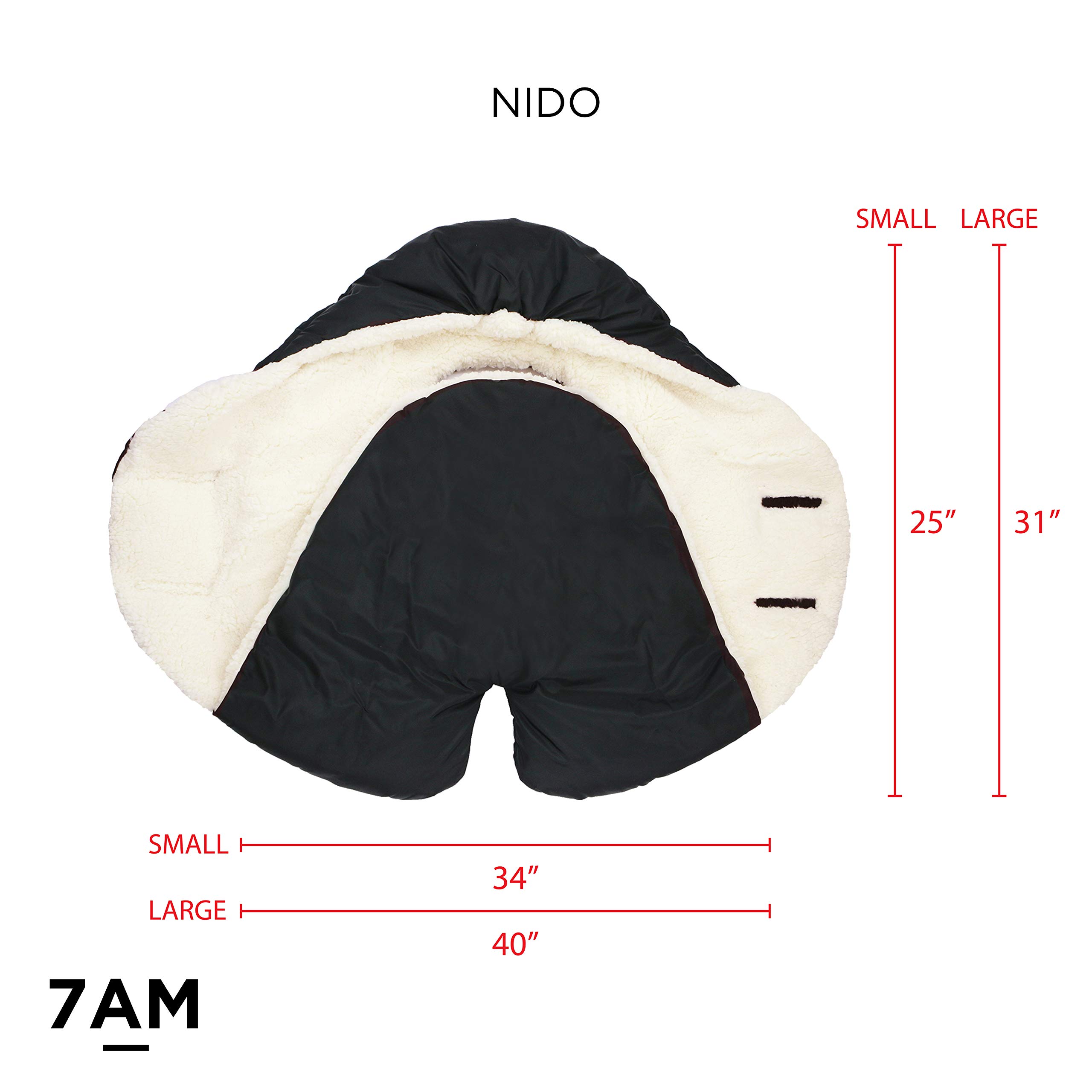 7AM Baby Car Seat Blanket - Multifunctional Car Seat Cover for Toddlers, Winter Stroller & Swaddle Blanket, Micro-Fleece & Plush Lined Warm Carseat Cover | (Black Quilted, Small 0-6M)