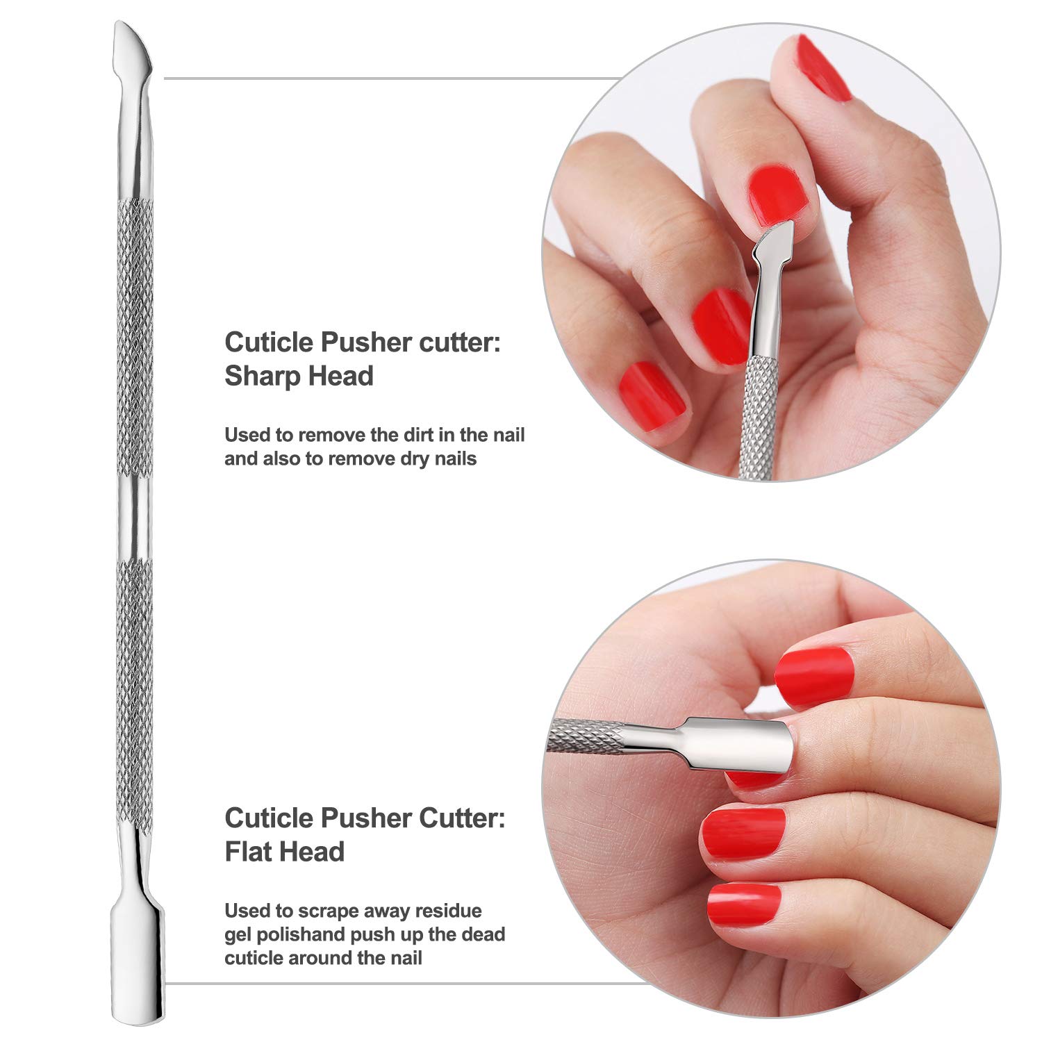 Cuticle Trimmer with Cuticle Pusher -YINYIN Cuticle Remover Cuticle Nippers Professional Stainless Steel Cuticle Pusher and Cutter Clippers Durable Pedicure Manicure Tools for Fingernails and Toenails: Beauty
