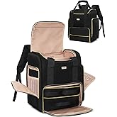 BAFAMYE Large Travel Makeup Bag with 2 Removable Case, Dual-Shoulder Multi-Functional Cosmetic Bag,Double Layer Big Capacity, Portable Toiletry and Skincare Storage Pouch Black