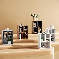 VECELO 3-Cube Open Bookcase, Small Bookshelf with