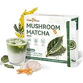 Mushroom Matcha Powder: Organic Ceremonial Grade Matcha Powder for Energy Focus Digestion Immunity Metabolic Support with Lion's Mane Cordyceps Mushroom Acacia Fiber Sugar Free Vegan Keto 30 servings