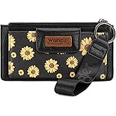 X Wrangler Black Wristlet Wallet for Women Multi Card Case Bifold Wallets Ladies Sunflower Clutch Wallets with Coin Purse
