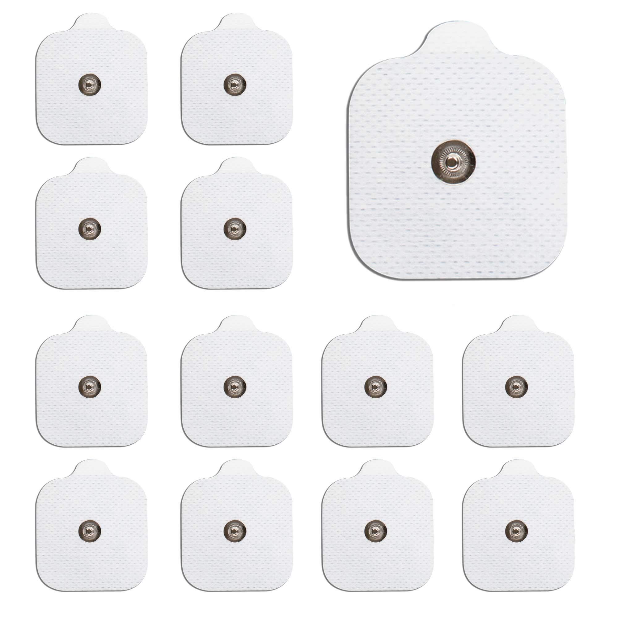 MED-FIT 12 self-Adhesive Pads with 3.5mm Stud connectors, Sized 5cm x 5cm, Compatible with BEURER, SANITAS, and Most TENS Machines Available on Amazon