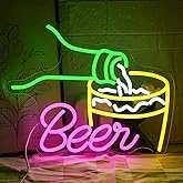Gyaksjm Beer Neon Signs for Wall Decor Colorful Bar Neon Sign Beer Pouring Led Sign Dimmable USB Beer Neon Light for Man Cave