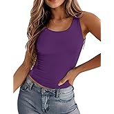 Zeagoo Women's Double Lined Square Neck Tank Top Sleeveless Basic Crop Tops Trendy Going Out Tops