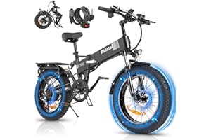BOPZIN Folding Electric Bike for Adults - 1000/1500/2000W, 30/37MPH Ebike with 48V 15/20AH 960Wh Battery - 20"/26" 50/75 Miles - 7-Speed Gears - Beach Mountain Snow Electric Bicycle UL Certified