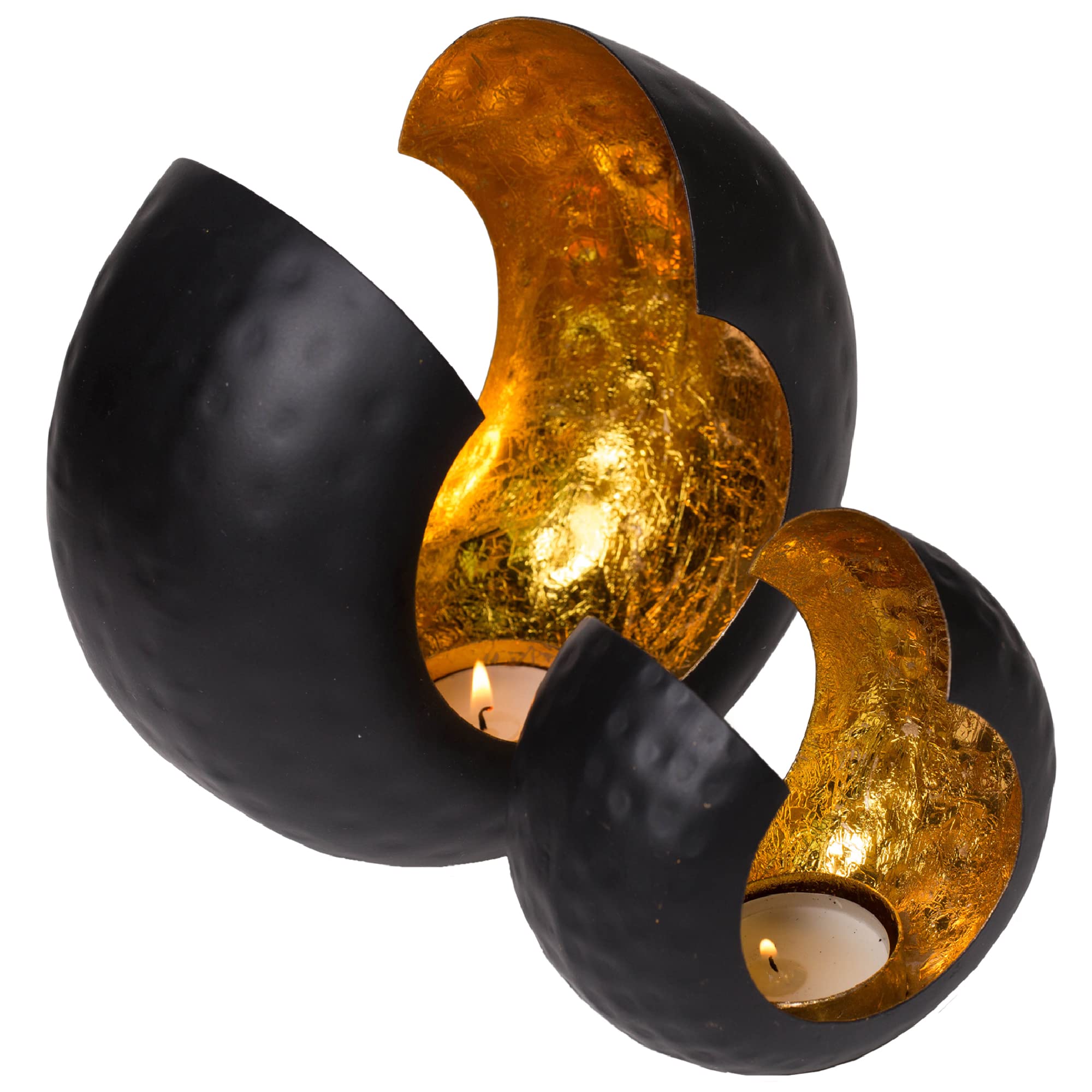 Gold Candle Holders | Set Of 2 Pieces | Creates Fantastic Shading Effect | Lanterns For Candles | Made Steel | Decorative Candle Lanterns | Black Candle Holders By Gadgy