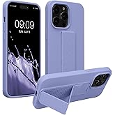 kwmobile Case Compatible with Apple iPhone 14 Pro Max - Case with Hand Strap and Stand Soft TPU Silicone Coating - Lavender
