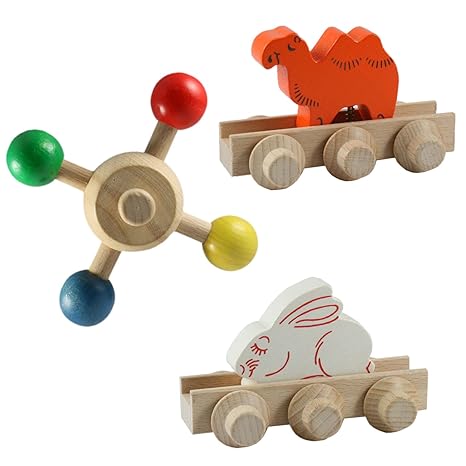 3er Set Kugelbahn Laufteile Quadrat Kamel Hase für Holzzauber und Drewa Kugelbahnen