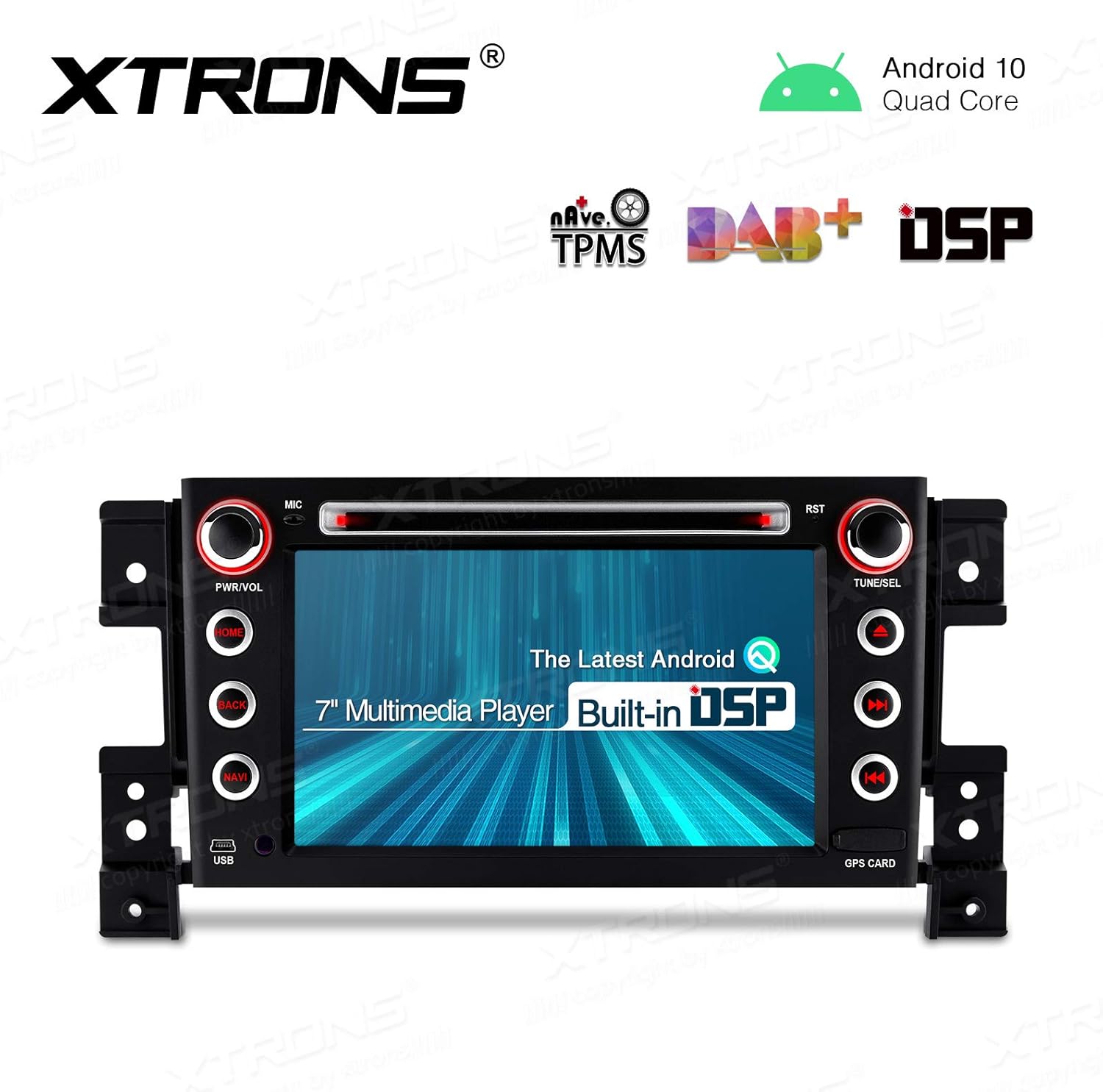 XTRONS 7 inch Android 10.0 Touch Display Car Stereo Radio DVD Player GPS Navigator with USB SD Port Bluetooth 5.0 Supports OBD 1080P DVR for Suzuki Grand Vitara