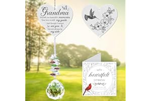 VETBUOSA Grandma Memorial Crystal Suncatcher Gifts,Sympathy Gifts for Loss of Grandma,Hanging Crystals Ornament for Window Rainbow Maker Prisms Home Decor Gift
