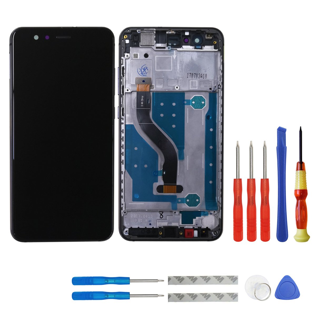 swark LCD Display Compatible with Huawei P10 Lite was-LX1, was-LX2, was-LX3, WAS-LX1A, WAS-LX2J, WAS-L03T, WAS-AL00, WAS-TL10 (Black with Frame) LCD Display Touchscreen + Tools