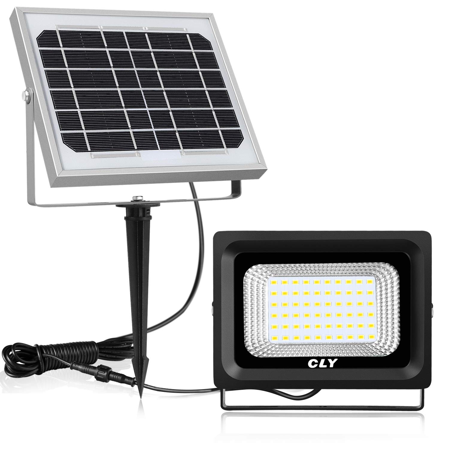 CLY Solar Lights Outdoor, 60 LED Solar Flood Lights, 300 Lumen, IP66 Waterproof, Auto-Induction, Easy-to-Install Security Floodlight for Lawn, Garden,Yard,Front Door