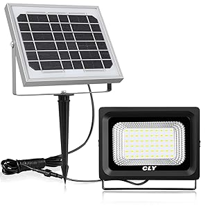 CLY Solar Lights Outdoor, 60 LED Solar Flood Lights, 300 Lumen, IP66 Waterproof, Auto-Induction, Easy-to-Install Security Floodlight for Lawn, Garden,Yard,Front Door