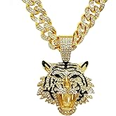 Xikui Cuban Pendant Necklace, Miami Ice Out Chain Necklace, Animal Pendant Hip-Hop Jewelry for Men Women, 20inch
