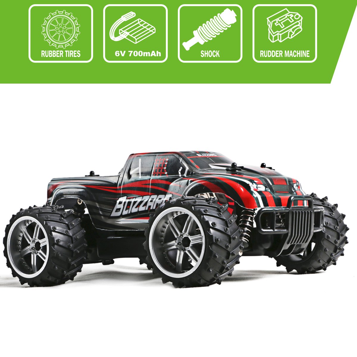 Fistone RC Car 2.4G High Speed Racing Car 20km/h 1:16 Scale 2WD Electric Radio Control Monster Truck Rock Off-Road Vehicle Buggy Hobby Electronic Game Toys Model