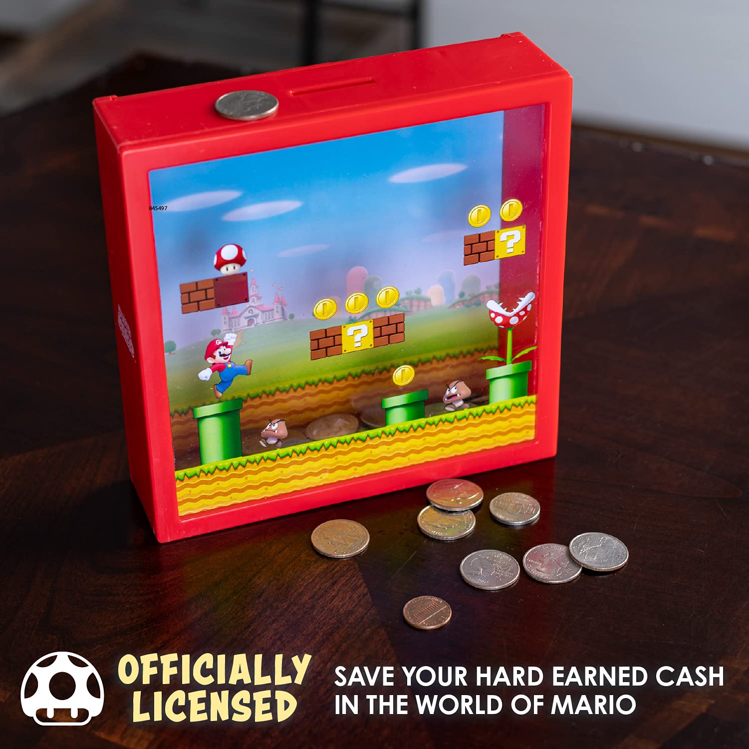 Super Mario Arcade Money Box - Officially Licensed Nintendo Mario Bros Piggy Bank for Cash Savings, Gift for Kids, Bedroom Decor | Paladone