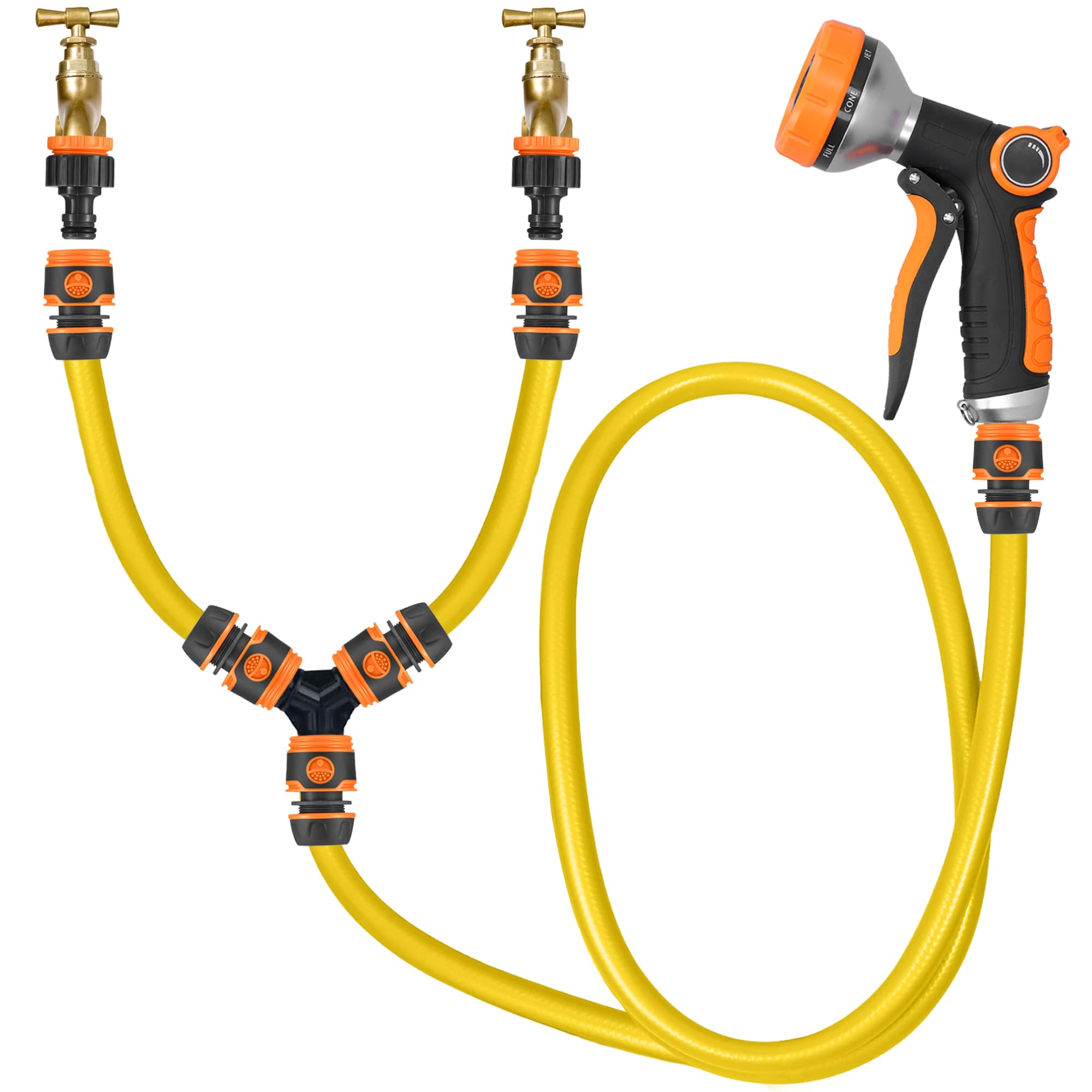 13pc Outdoor Dog Shower Hose for Outside Tap - 2 in 1 Hot and Cold Tap Connector, Garden Hose Pipe and Garden Sprayer for Muddy Dog Washer - Outdoor Pet Bath Tub Accessories for After Walk Pet Wash