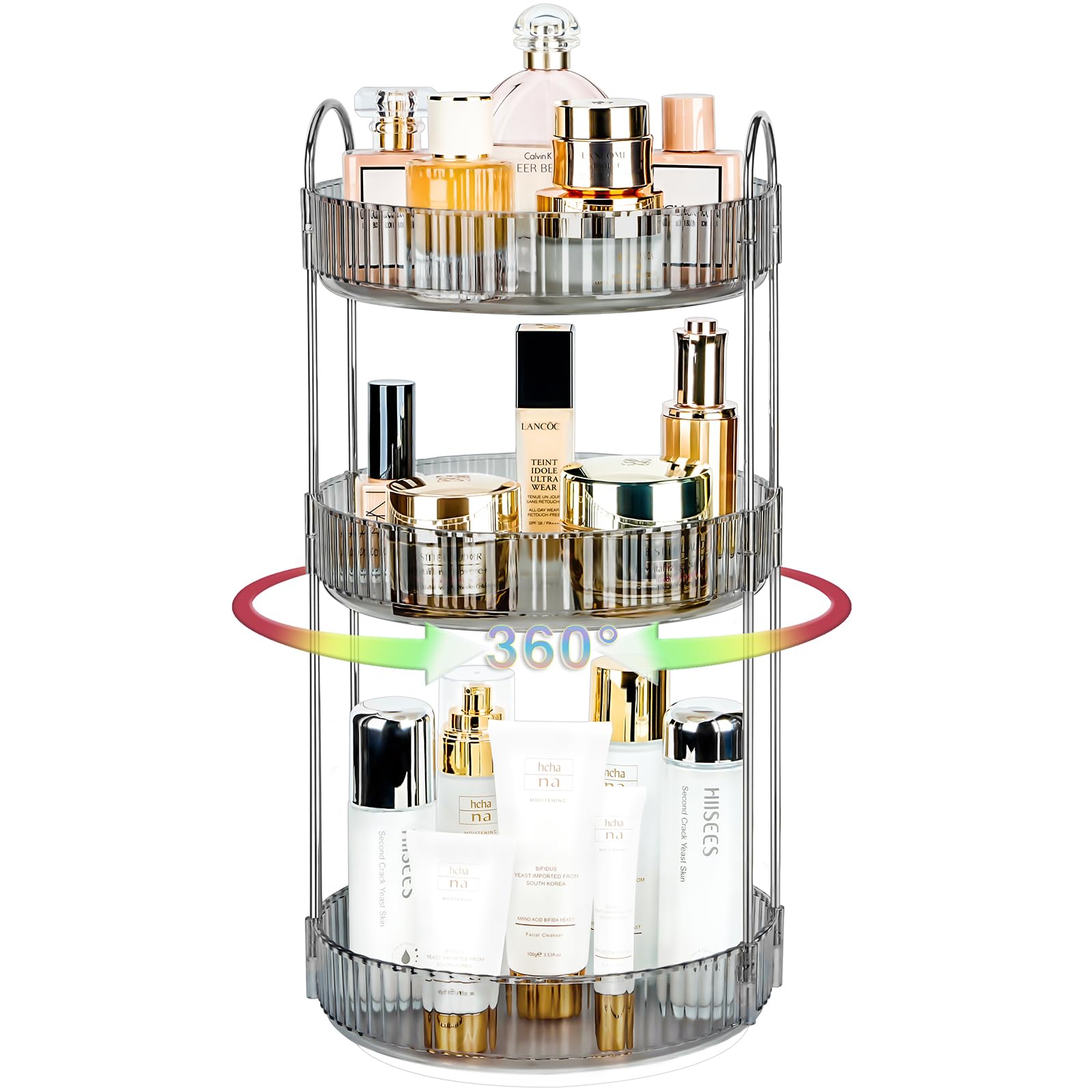Photo 1 of Niluks 360 Rotating Makeup Organizer, 3 Tier Lazy Susan Bathroom Organizer, Easy to Install, Ideal Storage for Perfume, Skincare, Cosmetic, Dresser or Vanity Countertop (Classic Grey, 3 Tier)