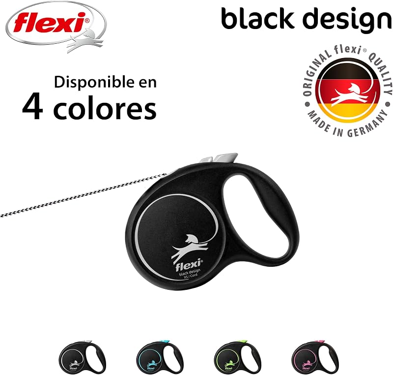 ® Black Design XS | Correia de cordão retrátil de 3 m | máx. 8 kg