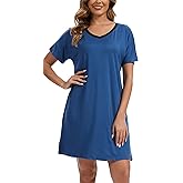 Kabento Nightgowns for Women Soft Cotton Sleep Shirts Short Sleeve Sleepwear S-XXL