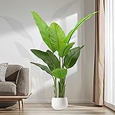 Wheelive 5.2FT Artificial Bird of Paradise Plant, Faux Artificial Trees, Tall Fake Realistic Tree, 10 Trunks Silk Leaf Plant with Plastic Pot for Home Office Decor Indoor Outdoor Modern Decoration
