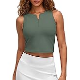 G4Free BareFeel Womens Cropped Tank Tops Half Zip Workout Athletic Shirts Sleeveless for Gym Tennis Slim Fit