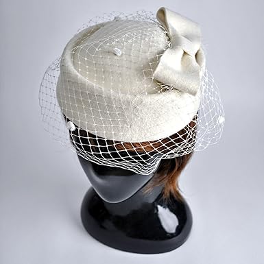 Amazon ネットレースがついた白いトーク帽 ハット 通販