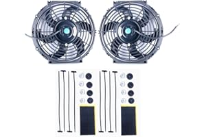 8MILELAKE 12V Electric Radiator Fan High Performance Black Electric Radiator Cooling Fan Assembly Kit (2, 10 inches)
