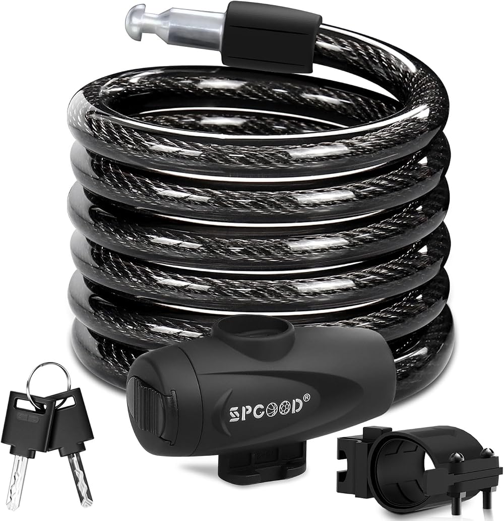 SPGOOD Bike Lock 1200mm 12mm with 2 Keys Mounting Bracket High Security