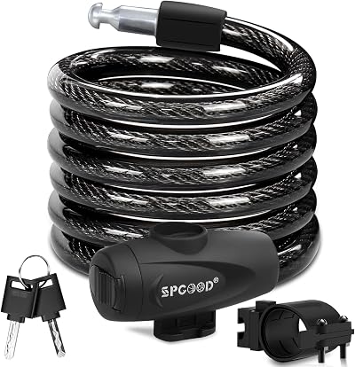 SPGOOD Bike Lock 1200mm 12mm with 2 Keys Mounting Bracket High Security