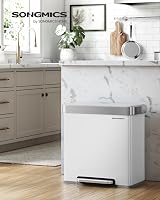 SONGMICS 2x30L Stainless Steel Pedal Bin with 15 Bags White LTB202W01 view 2
