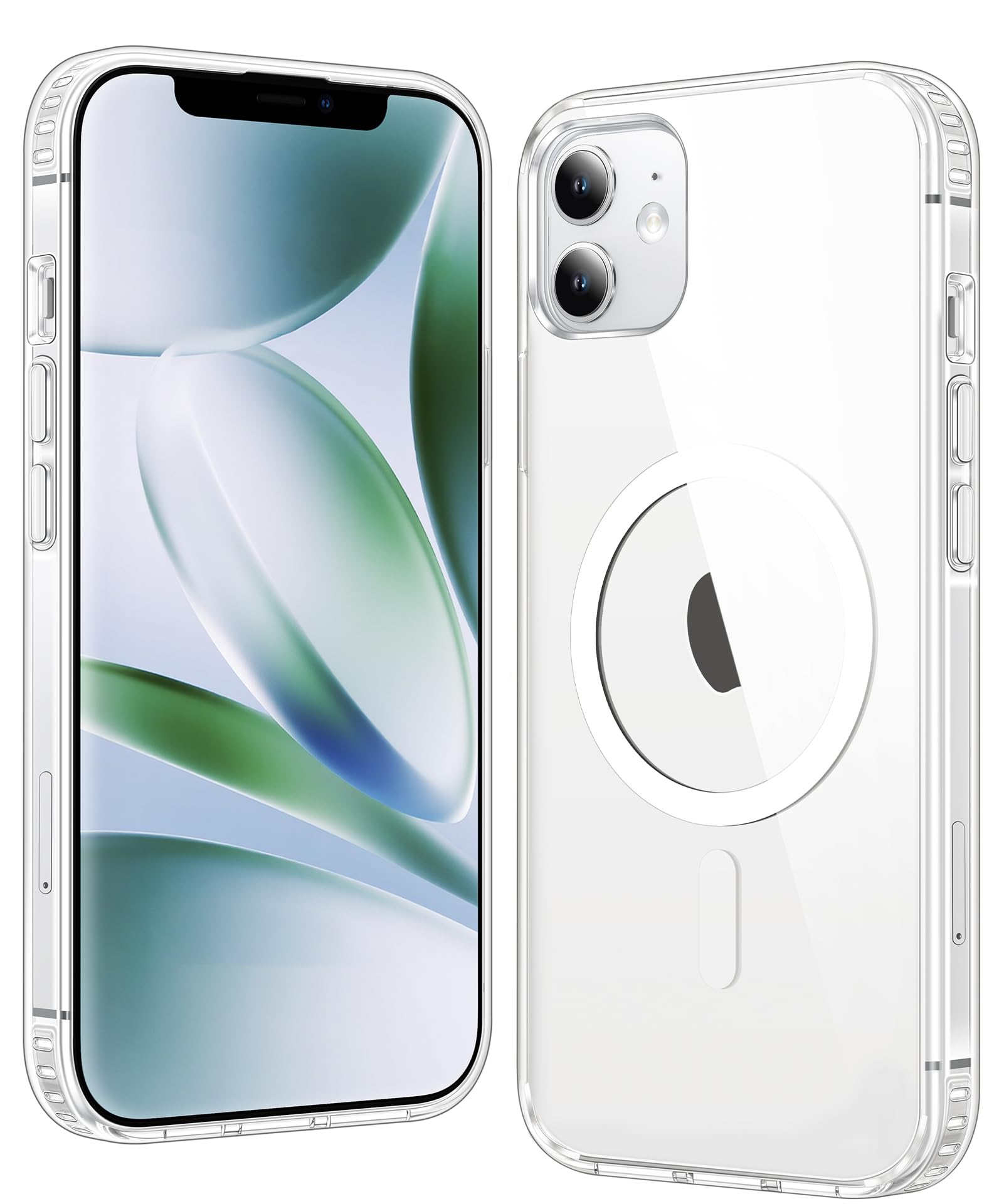 Photo 1 of FNTCASE for iPhone 12 Clear Case: for iPhone 12 Pro Magnetic Military Grade Drop Protection Anti Yellowing Cell Phone Cover - Rugged Durable Shockproof Protective Bumper (A-Clear)