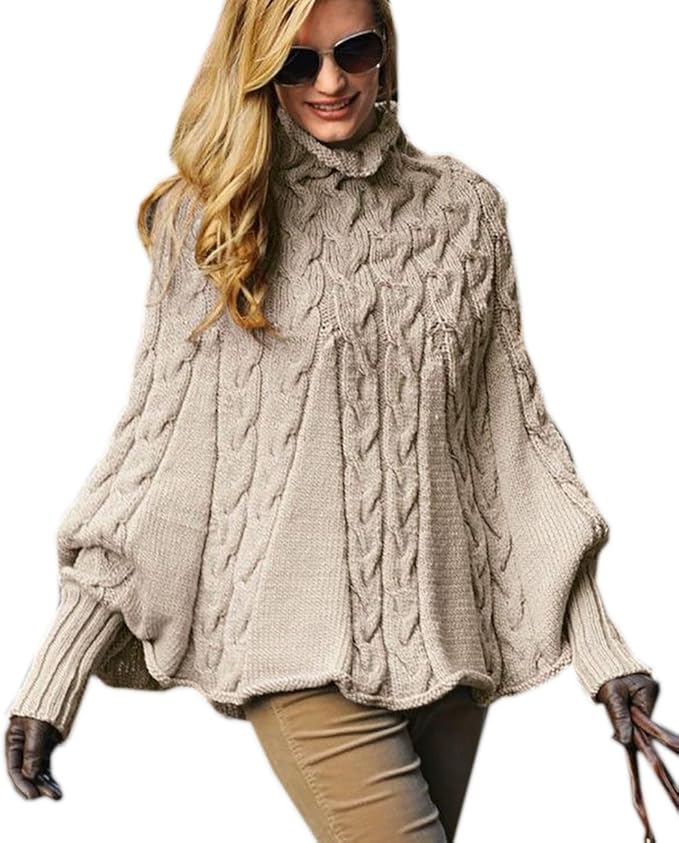 Poncho Donna Invernale Lavorato a Maglia Vintage Elegante Cape Caldo