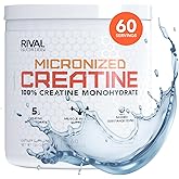 RIVAL NUTRITION Micronized Creatine - 100% Creatine Monohydrate Powder - 60 Servings, 5g Per Serving to Support Muscle Growth, Cognitive Health & Memory | 300g Unflavored Creatine for Men & Women