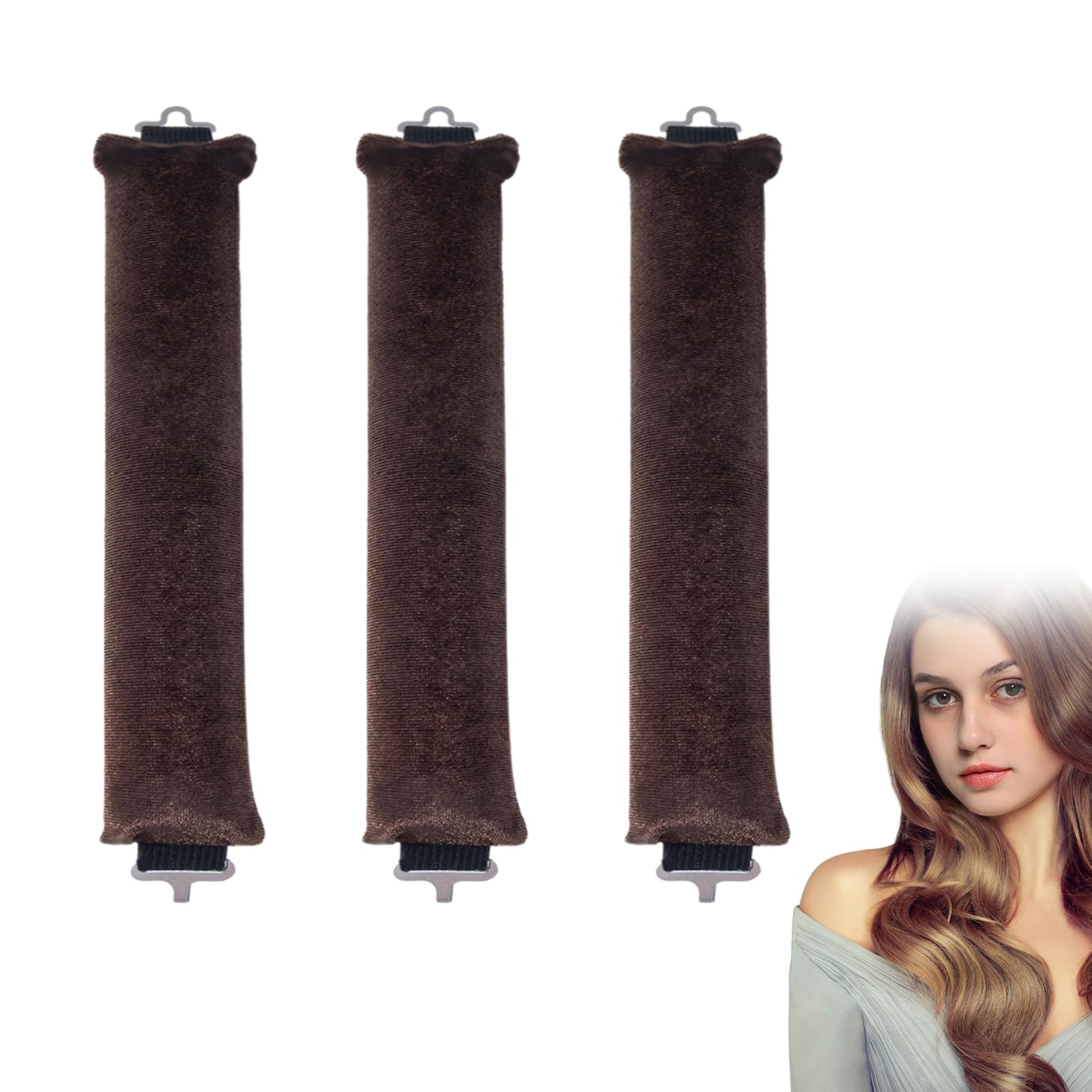 Funnaura 3 PCS Heatless Curlers, Jumbo Flexi Rods Set, No Heat Hair Curling Overnight for All Hair Types